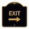 Signmission Designer Series Exit W/ Right Arrow 3, Black & Gold Aluminum Sign, 18" H, 18" L, BG-1818-24045 A-DES-BG-1818-24045 - alternate 1